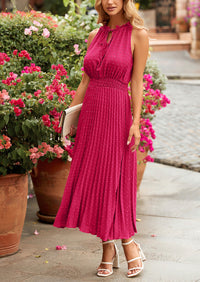 PRETTYGARDEN Women's Midi Summer Dresses Casual V Neck Swiss Dot Ruffle Sleeveless A Line Beach Sun Dress