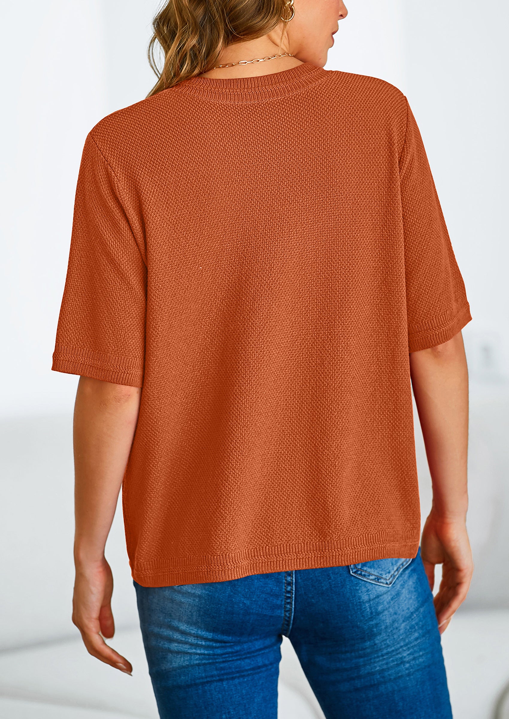 PRETTYGARDEN Women's Summer Button Down Shirts Casual Short Sleeve Crew Neck Ribbed Knit Blouse Top Cardigans