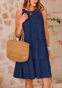 BTFBM Women Summer Halter Dresses Casual Spring 2025 Sleeveless A-Line Tiered Swing Mini Dress Beach Vacation Sundress