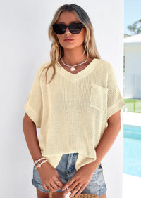 PRETTYGARDEN Women's Spring Short Sleeve Sweaters Lightweight V Neck Casual Going Out Summer T PRETTYGARDEN