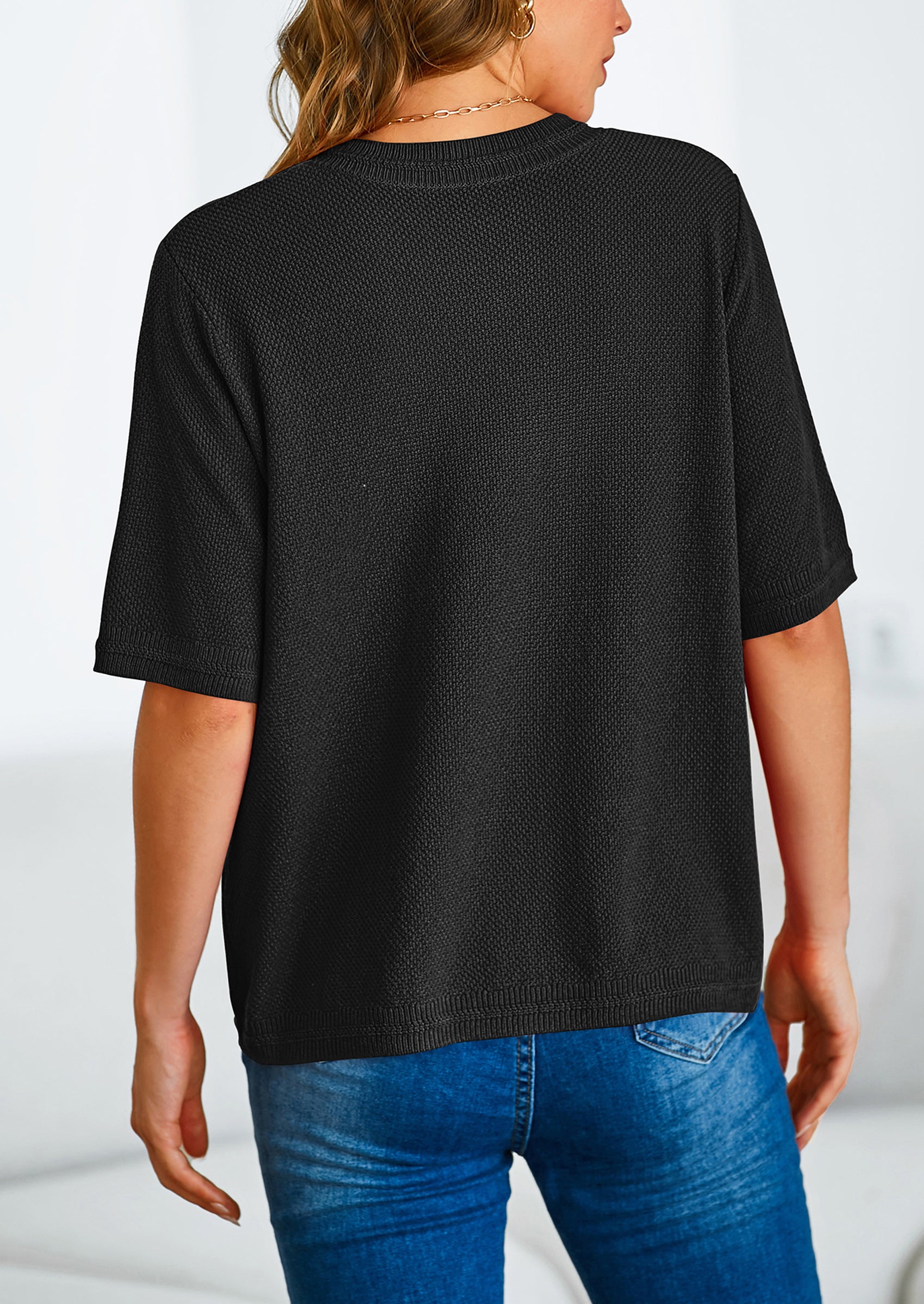 PRETTYGARDEN Women's Summer Button Down Shirts Casual Short Sleeve Crew Neck Ribbed Knit Blouse Top Cardigans