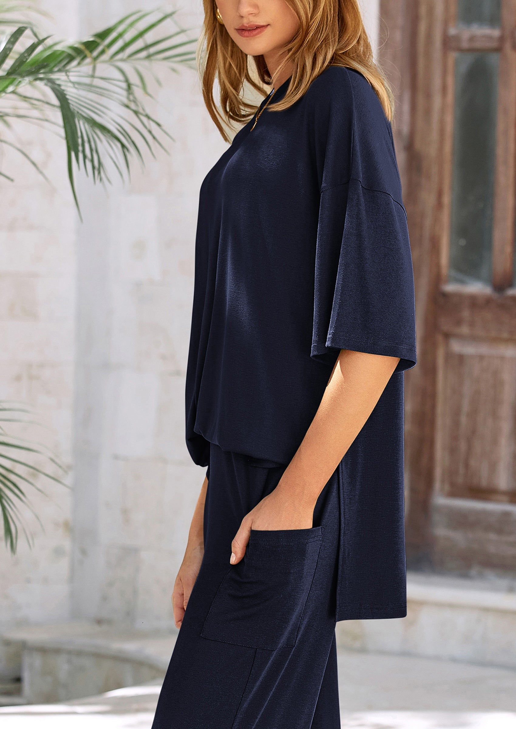 PRETTYGARDEN Women's 2 Piece Outfits Casual Short Sleeve Pullover Tops and Wide Leg Pants Lounge Sets Tracksuits