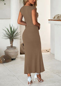 PRETTYGARDEN Summer 2 Piece Sets for Women Going Out Casual Cap Sleeve Crop Tops Ruched Maxi Long Skirts Spring Outfits