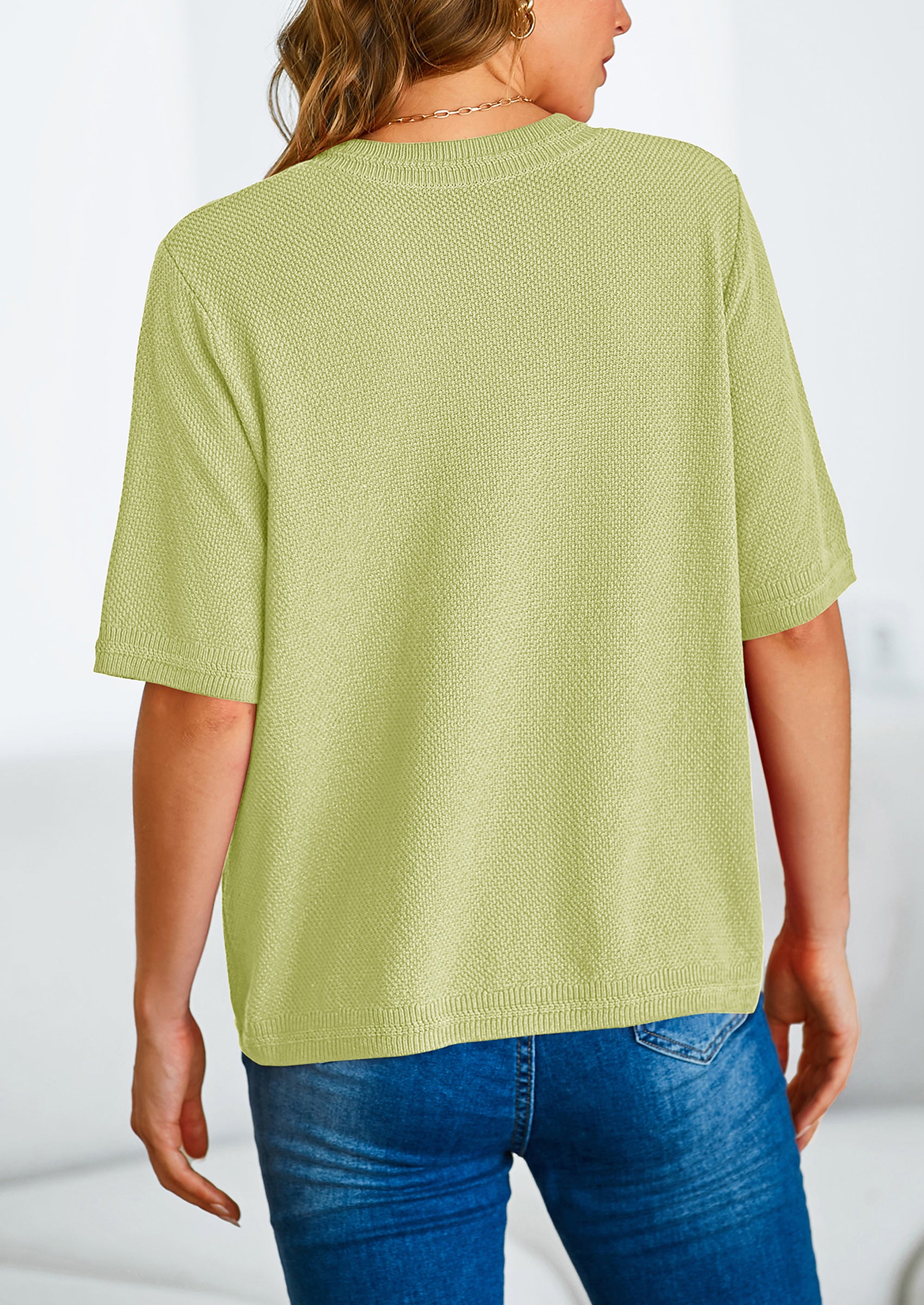 PRETTYGARDEN Women's Summer Button Down Shirts Casual Short Sleeve Crew Neck Ribbed Knit Blouse Top Cardigans