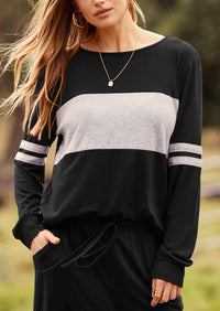 PRETTYGARDEN Women's Color Block 2 Piece Spring Tracksuit Crewneck Long Sleeve Tops Long Sweatpants Outfits Lounge Sets