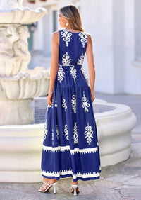PRETTYGARDEN Womens Floral Maxi Dress Sleeveless Vneck Belt Ruffle Long Dresses Boho Summer Beach Vacation Clothes
