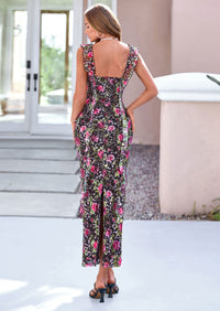 PRETTYGARDEN Women's Spring Wedding Guest Dress Summer Formal Sleeveless Elegant Floral Lace Cocktail Maxi Long Dresses