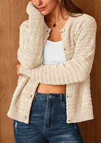 PRETTYGARDEN Women's Knit Cardigan Sweaters Casual Long Sleeve Open Front Button Down Trendy Jackets Outerwear