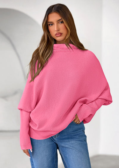 PRETTYGARDEN Womens Sweaters Fall Fashion Casual Loose Turtleneck Batwing Long Sleeve Knit Sweater Pullover Tops