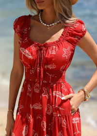 PRETTYGARDEN Women's Boho Maxi Dress Summer Cap Sleeve Long Flowy Beach Vacation Floral Sundresses Spring Resort Wear PRETTYGARDEN