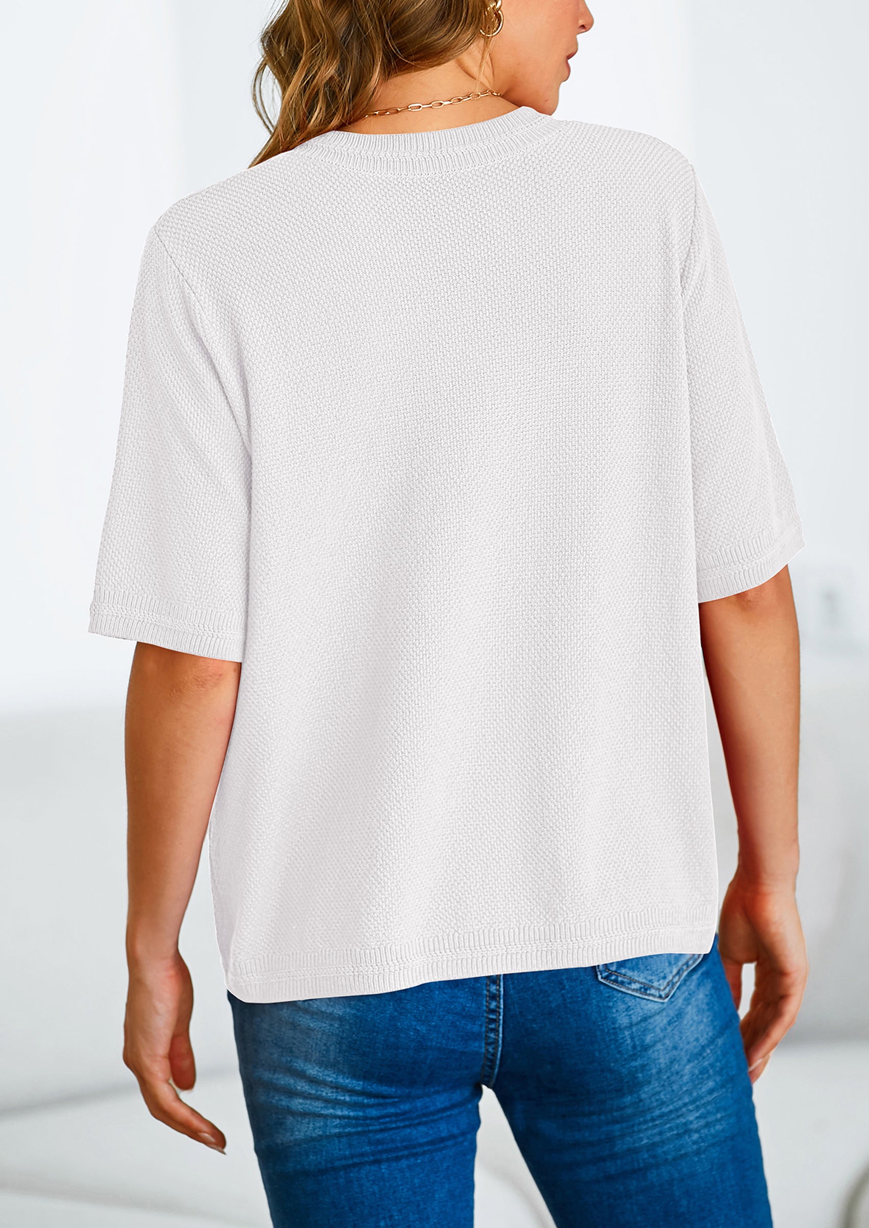 PRETTYGARDEN Women's Summer Button Down Shirts Casual Short Sleeve Crew Neck Ribbed Knit Blouse Top Cardigans