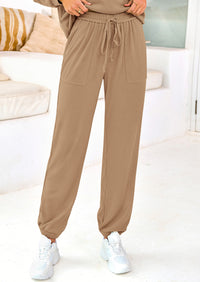 KIRUNDO Lounge Sets for Women Travel Airport Outfits Lightweight Tops Drawstring Pants Tracksuit Jogger Set Postpartum