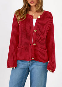 PRETTYGARDEN Cardigan Sweaters for Women Trendy Oversized Knit Chunky Button Cardigans Fall Winter Outfits with Pockets