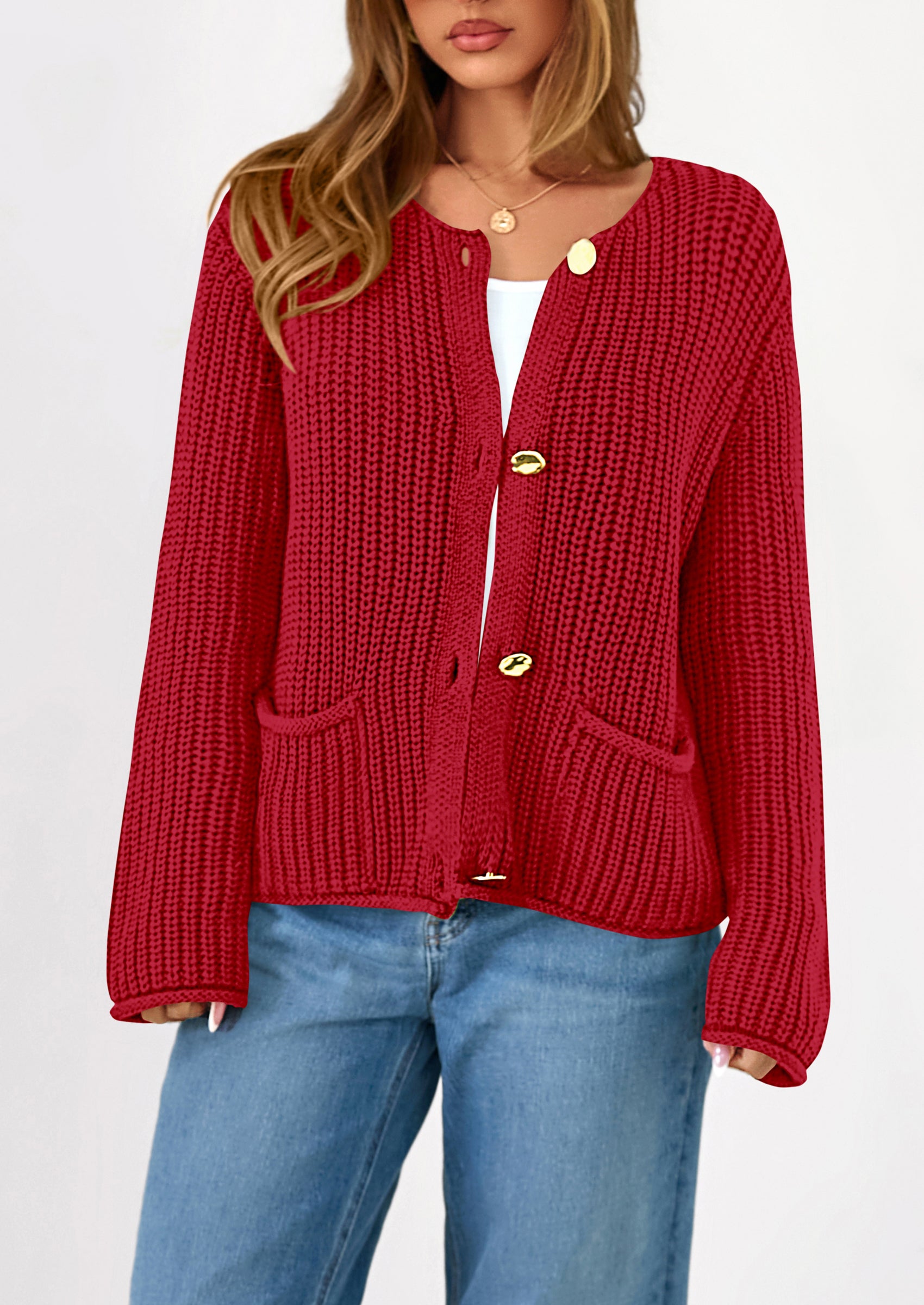 PRETTYGARDEN Cardigan Sweaters for Women Trendy Oversized Knit Chunky Button Cardigans Fall Winter Outfits with Pockets