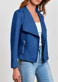 PRETTYGARDEN Women's Faux Suede Jackets Fashion Fall Clothes Long Sleeve Open Front Cropped Coat Outwear