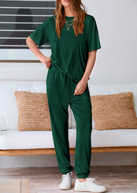 PRETTYGARDEN Women's Two Piece Lounge Sets Spring Summer Jogger Pants Vacation Outfits Travel Airplane Matching Clothes