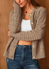 PRETTYGARDEN Women's Knit Cardigan Sweaters Casual Long Sleeve Open Front Button Down Trendy Jackets Outerwear