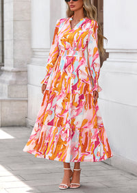 PRETTYGARDEN Women's Floral Maxi Dress Spring Long Sleeve V Neck Casual A Line Long Flowy Boho Party Dresses