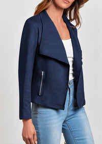 PRETTYGARDEN Women's Faux Suede Jackets Fashion Fall Clothes Long Sleeve Open Front Cropped Coat Outwear