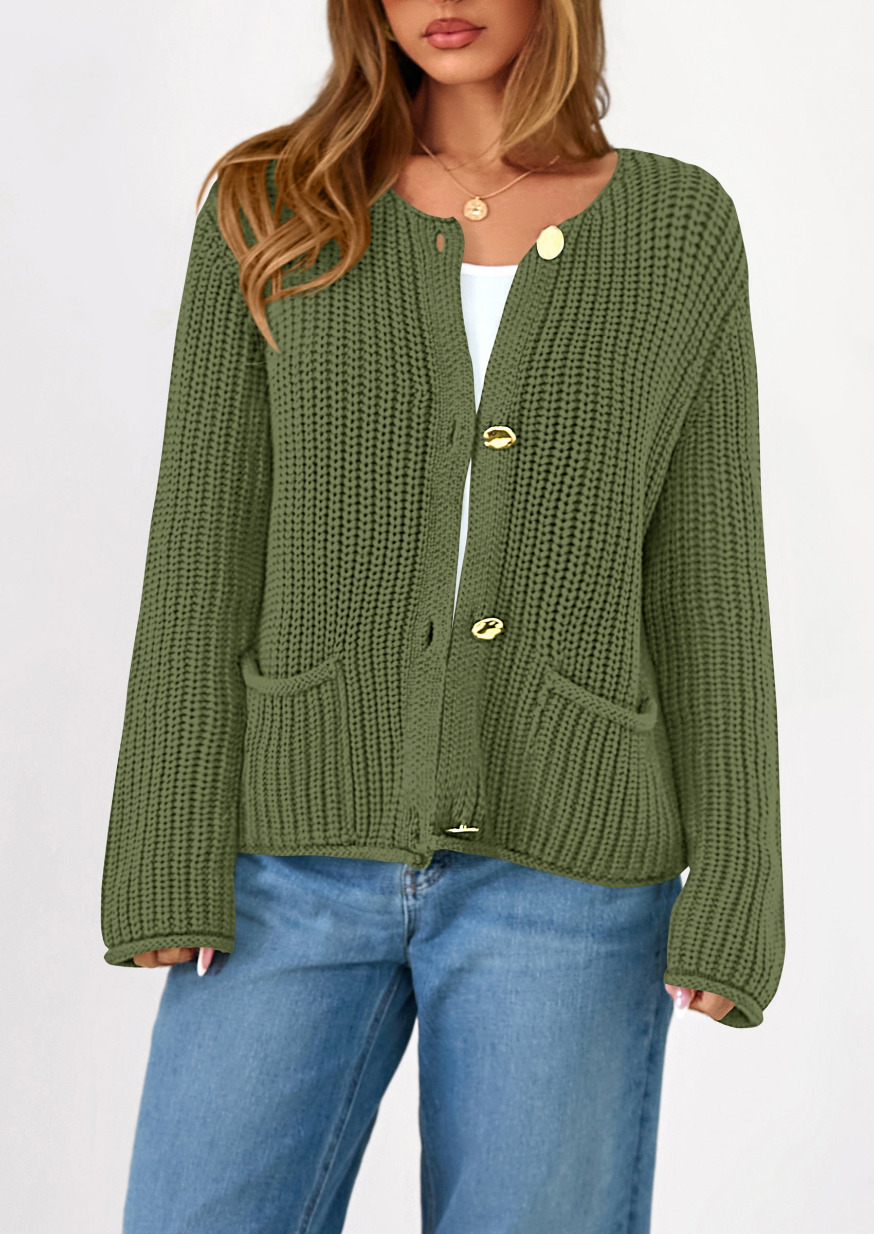 PRETTYGARDEN Cardigan Sweaters for Women Trendy Oversized Knit Chunky Button Cardigans Fall Winter Outfits with Pockets