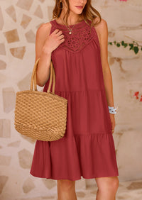 BTFBM Women Summer Halter Dresses Casual Spring 2025 Sleeveless A-Line Tiered Swing Mini Dress Beach Vacation Sundress