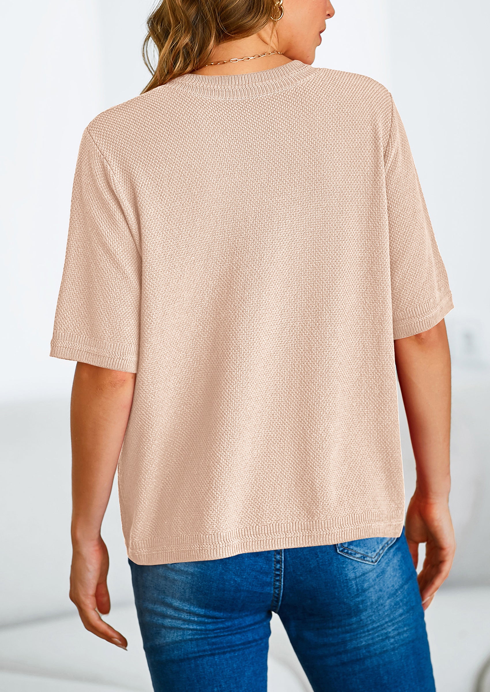 PRETTYGARDEN Women's Summer Button Down Shirts Casual Short Sleeve Crew Neck Ribbed Knit Blouse Top Cardigans