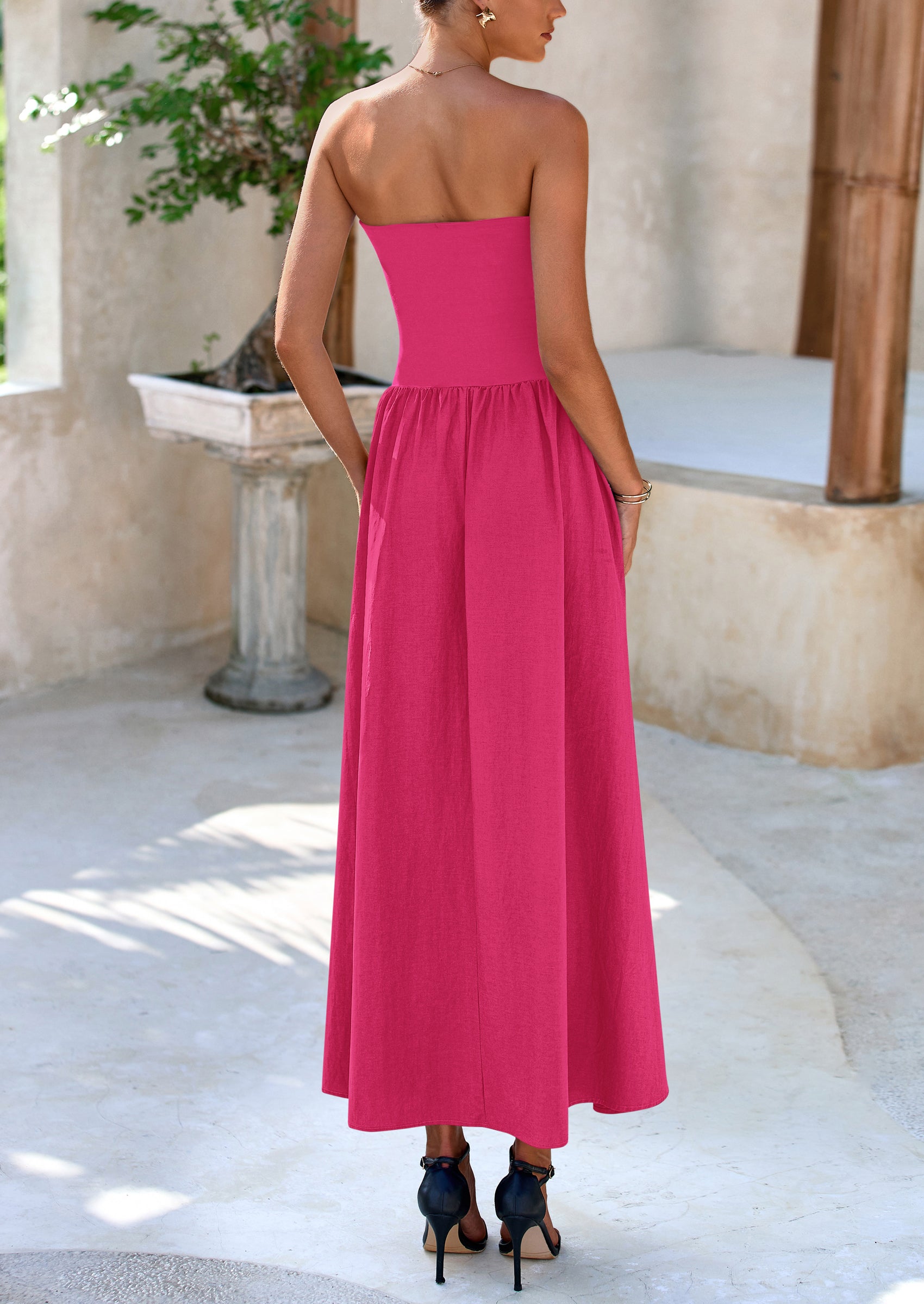 PRETTYGARDEN Women Strapless Elegant Going Out Maxi Dresses