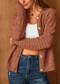 PRETTYGARDEN Women's Knit Cardigan Sweaters Casual Long Sleeve Open Front Button Down Trendy Jackets Outerwear