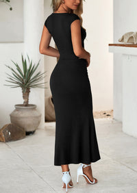 PRETTYGARDEN Summer 2 Piece Sets for Women Going Out Casual Cap Sleeve Crop Tops Ruched Maxi Long Skirts Spring Outfits