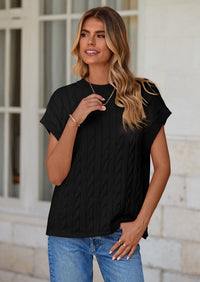 PRETTYGARDEN Women's Sweater Vest Summer Short Sleeve Tops Casual Crewneck Knit Oversized Pullover Trendy Spring Outfits PRETTYGARDEN