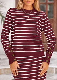 PRETTYGARDEN 2 Piece Skirts Sets For Women Fall Fashion Striped Sweater Dress Knit Lounge Travel Outfits Winter Clothing