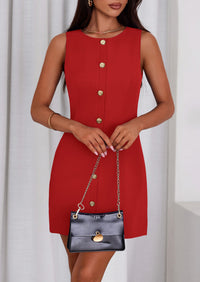 PRETTYGARDEN Work Dresses for Women Spring Business Formal Short Dress Sleeveless Button Down Elegant Office Outfits