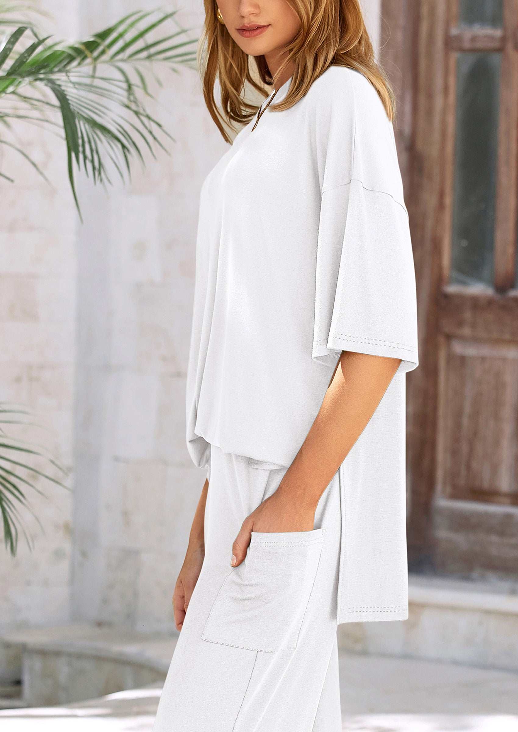 PRETTYGARDEN Women's 2 Piece Outfits Casual Short Sleeve Pullover Tops and Wide Leg Pants Lounge Sets Tracksuits