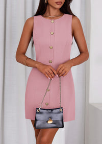 PRETTYGARDEN Work Dresses for Women Spring Business Formal Short Dress Sleeveless Button Down Elegant Office Outfits