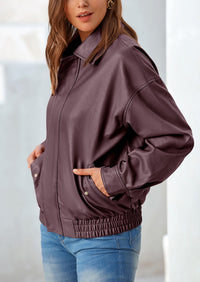 PRETTYGARDEN Women's Faux Leather Motorcycle Jacket Trendy Fall Spring Clothes Oversized Zip Up Winter Coat Outerwear