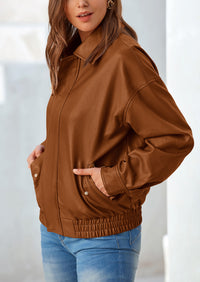 PRETTYGARDEN Women's Faux Leather Motorcycle Jacket Trendy Fall Spring Clothes Oversized Zip Up Winter Coat Outerwear