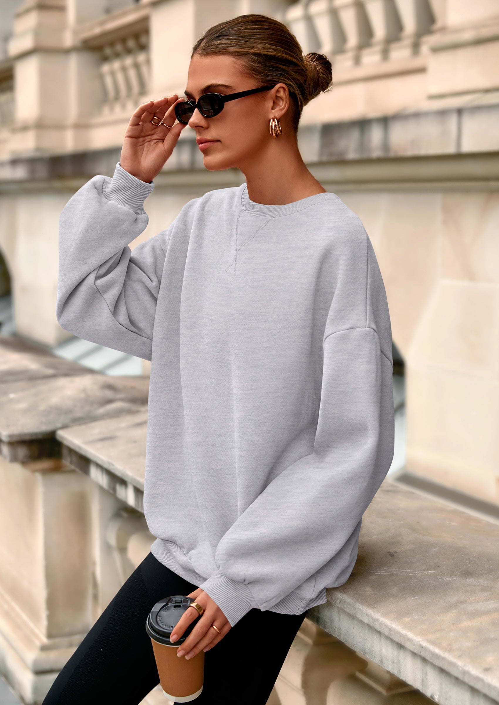 PRETTYGARDEN Oversized Sweatshirt for Women Fall Outfits Crewneck Long Sleeve Tops Fleece Pullover Winter Clothing