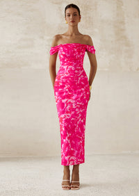 PRETTYGARDEN Maxi Dresses for Women Summer Elegant Floral Off Shoulder Ruched Mesh Cocktail Wedding Guest Dress