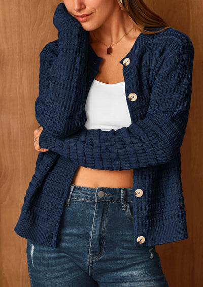 PRETTYGARDEN Women's Knit Cardigan Sweaters Casual Long Sleeve Open Front Button Down Trendy Jackets Outerwear