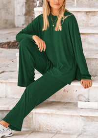 PRETTYGARDEN Women's Two Piece Lounge Sets Matching Long Sleeve Shirts Wide Leg Pants Tracksuits Travel Outfits Fall Clothes