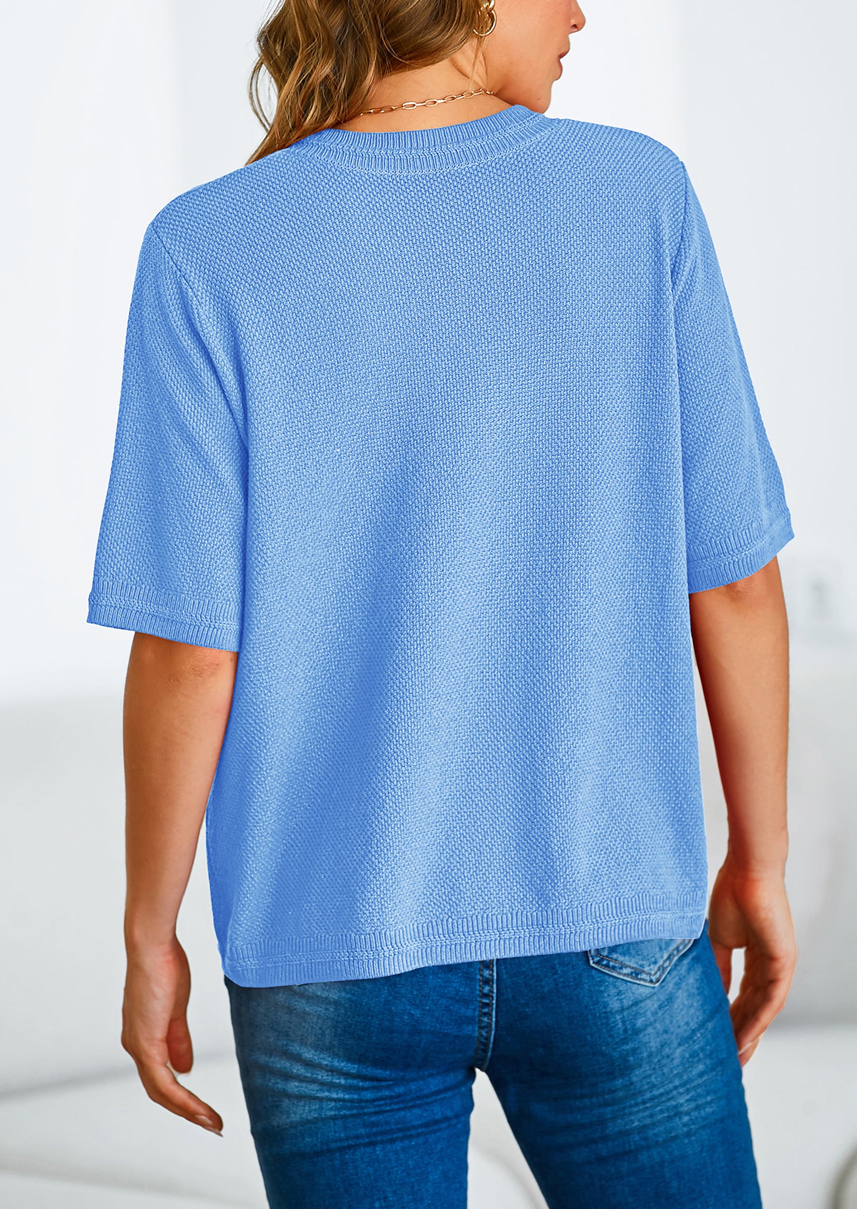 PRETTYGARDEN Women's Summer Button Down Shirts Casual Short Sleeve Crew Neck Ribbed Knit Blouse Top Cardigans