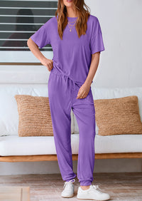 PRETTYGARDEN Women's Two Piece Lounge Sets Spring Summer Jogger Pants Vacation Outfits Travel Airplane Matching Clothes