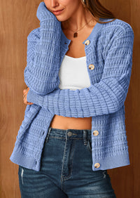 PRETTYGARDEN Women's Knit Cardigan Sweaters Casual Long Sleeve Open Front Button Down Trendy Jackets Outerwear