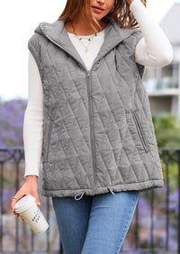 PRETTYGARDEN Women's Fall Spring Vest Casual Sleeveless Hooded Zip Up Jacket Trendy Winter Coat Outerwear PRETTYGARDEN