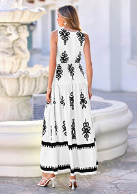 PRETTYGARDEN Womens Floral Maxi Dress Sleeveless Vneck Belt Ruffle Long Dresses Boho Summer Beach Vacation Clothes