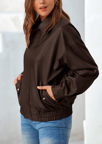 PRETTYGARDEN Women's Faux Leather Motorcycle Jacket Trendy Fall Spring Clothes Oversized Zip Up Winter Coat Outerwear