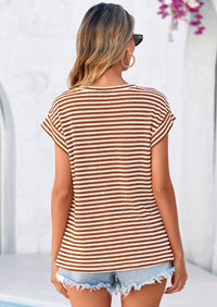 PRETTYGARDEN Women's Spring Vest Tops Cap Sleeve Striped Shirt Knit Tank Top Summer Beach Vacation Clothes PRETTYGARDEN