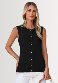 PRETTYGARDEN Sweater Vest Women Spring Summer Casual Lightweight Knit Sleeveless Button Down Tank Tops Trendy Clothes