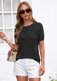 PRETTYGARDEN Women's Spring Short Sleeve Sweater Knit Going Out Tops Work Shirts Trendy Summer Business Casual Outfits