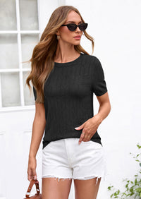 PRETTYGARDEN Women's Spring Short Sleeve Sweater Knit Going Out Tops Work Shirts Trendy Summer Business Casual Outfits